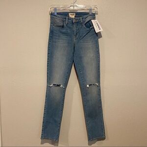 L’AGENCE light wash distressed skinny jeans